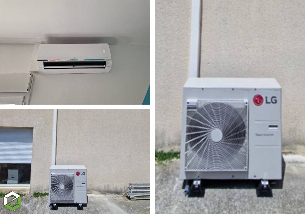 Consultez la chantier : pose d'une climatisation réversible quadri split lg pour l’étage d'un pavillon 