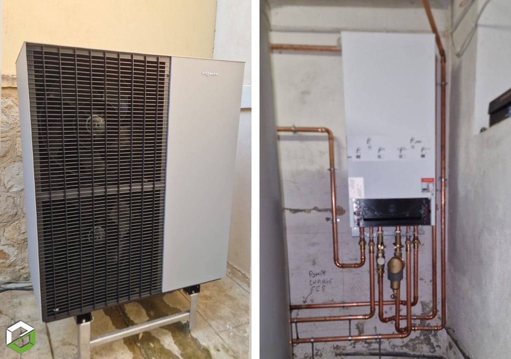 Installation pompe à chaleur en relève fioul, Désembouage, réseau cuivre, Entreprise RGE