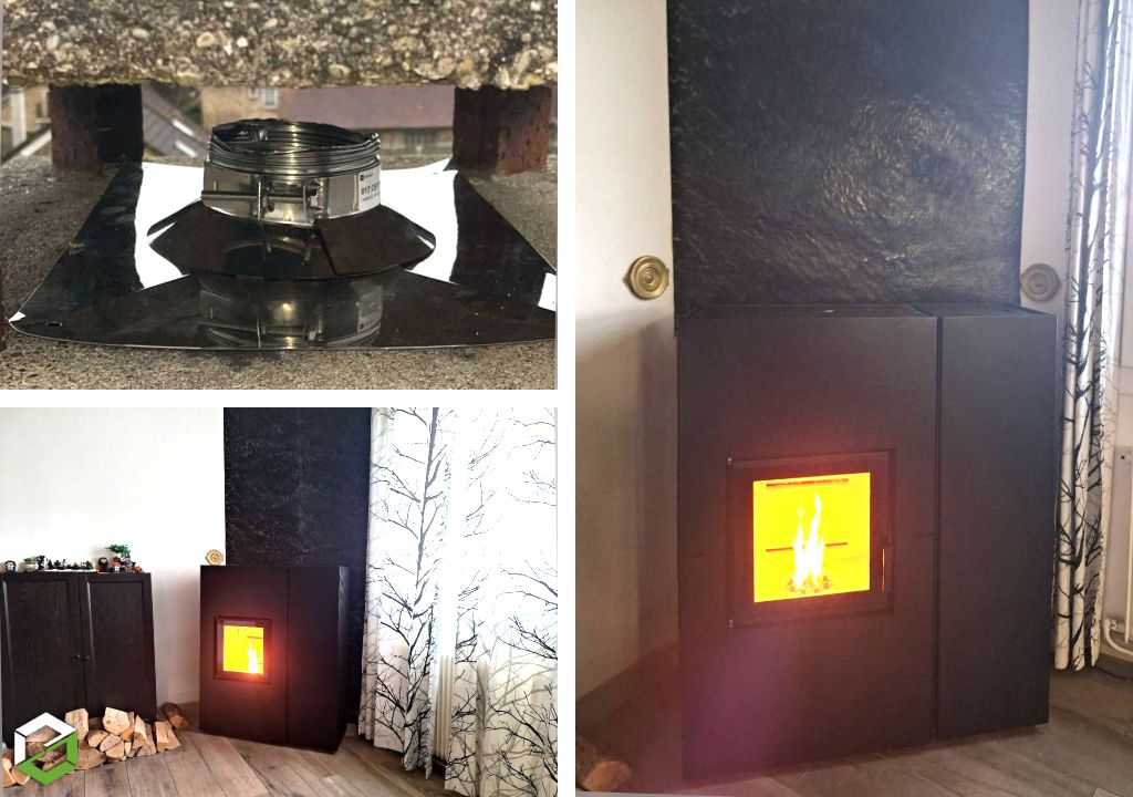 Installation d’un poêle hybrides (granulés et bois) Girolami Twin Slim 9 - chauffagiste certifié RGE-Essonne (91)