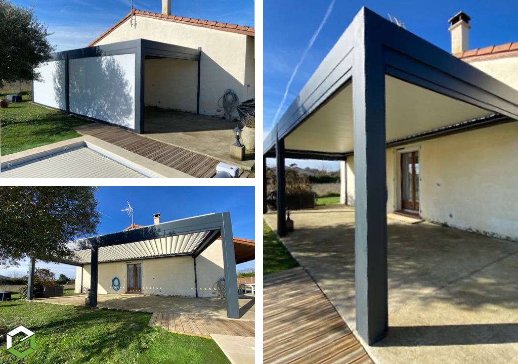 Installation d’une pergola bioclimatique avec stores ZIP