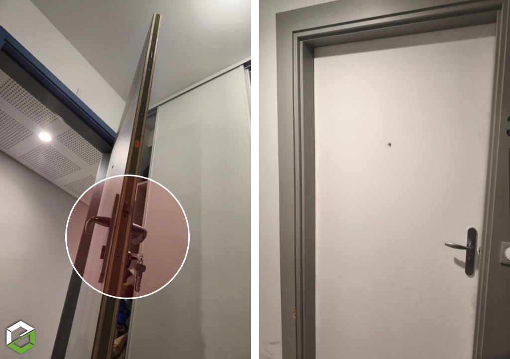 Consultez la chantier : dépannage en urgence - remplacement d'une porte d'entrée suite à une tentative effraction 