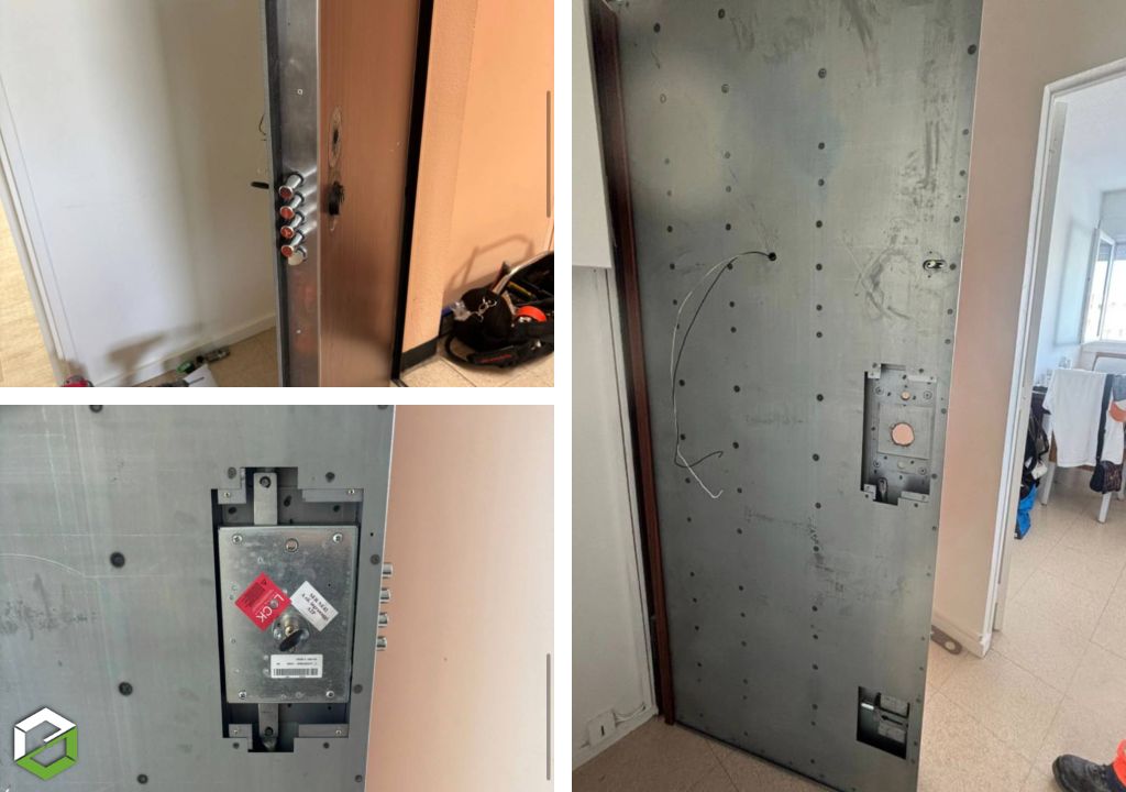 dépannage en urgence - remplacement d'une serrure de sécurité a2p dierre accompagné de son cylindre new power  sur porte palière en métal
