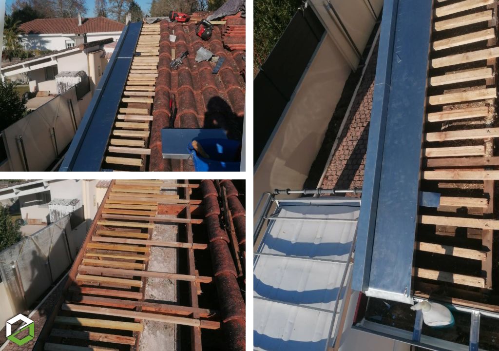 Travaux de toiture : Création d’un chéneau de rive en zinc et reprise des rives de toiture-Gironde (33)