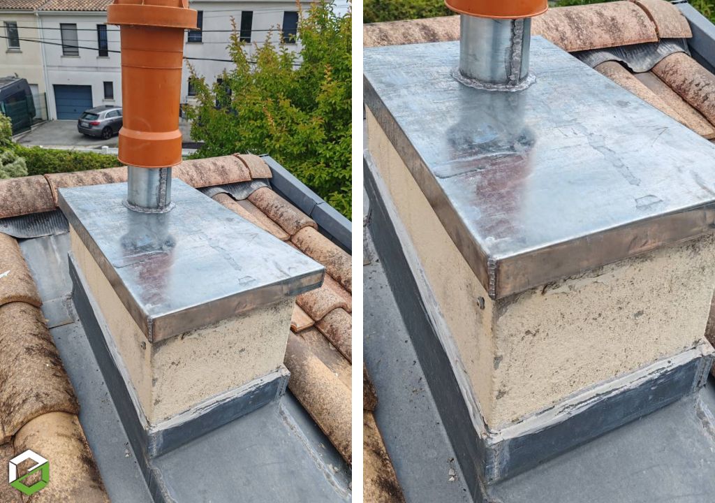 Macia Couverture : Réalisation d'une réparation de fuite sur sortie de chaudière en toiture