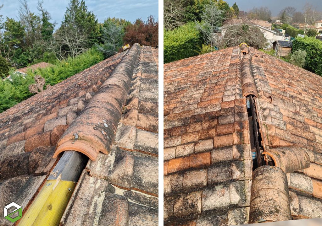 Réfection faîtage de toit suite tempête Nils - Couvreur Zingueur qualifié-Gironde (33)