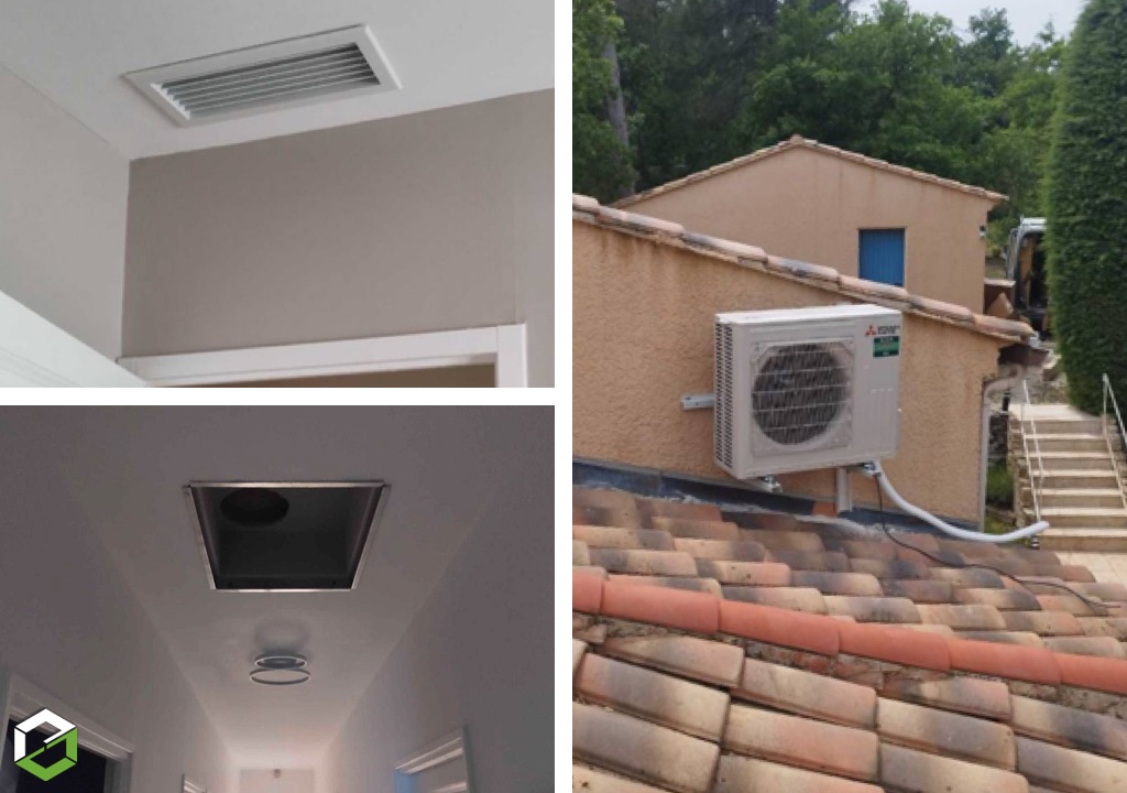 Consultez la chantier : climatisation d'une maison avec deux systèmes gainables mitsubishi