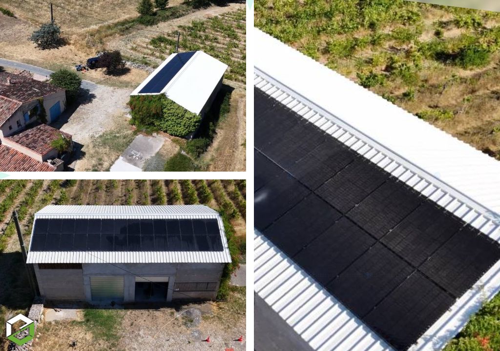 installation panneaux solaires 12kwc trina + borne de recharge hager + nettoyage par drône