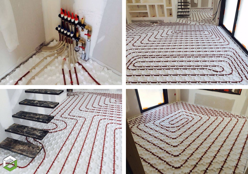 réalisation d'un plancher chauffant maison en construction 