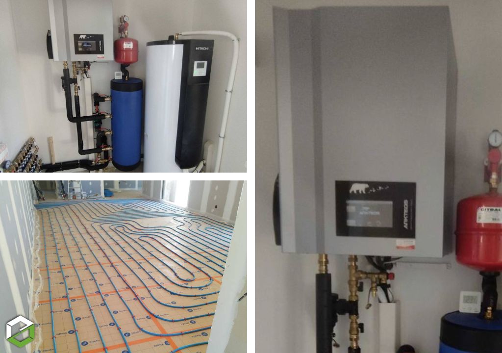 installation plancher chauffant et rafraichissant avec pompe à chaleur air eau