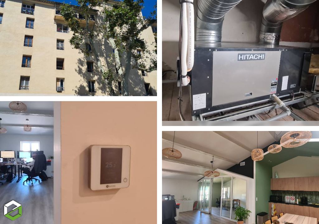 Consultez la chantier : chauffage climatisation ensemble de bureaux 