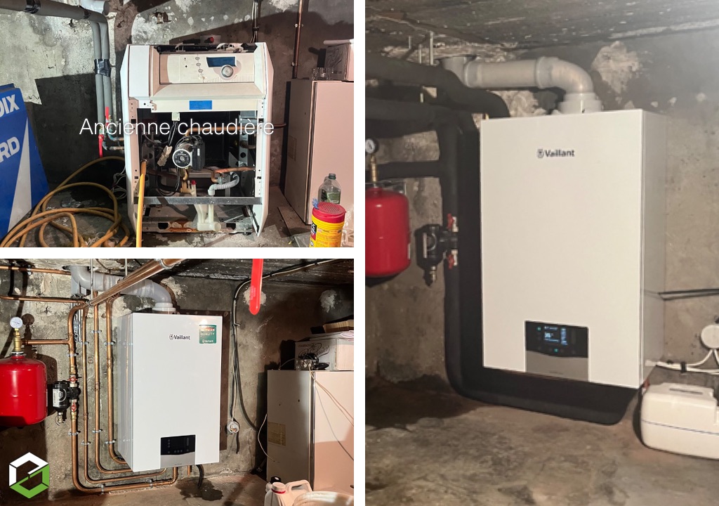 Consultez la chantier : installation d’une chaudière gaz à condensation vaillant