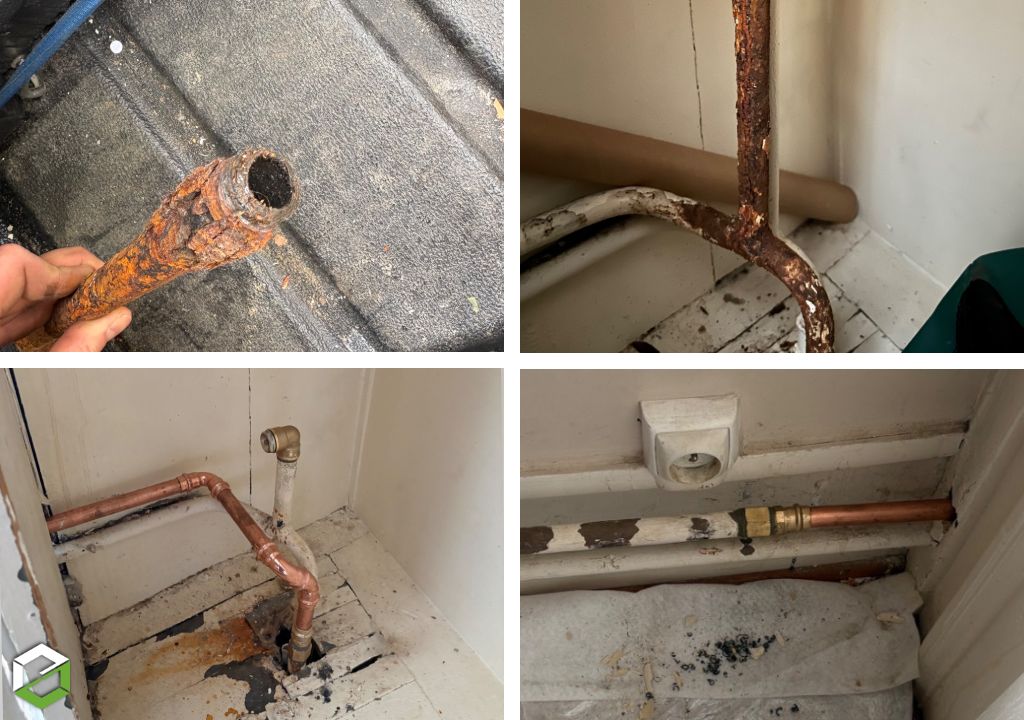 réparation d’une fuite sur un reseau de chauffage en acier noir 