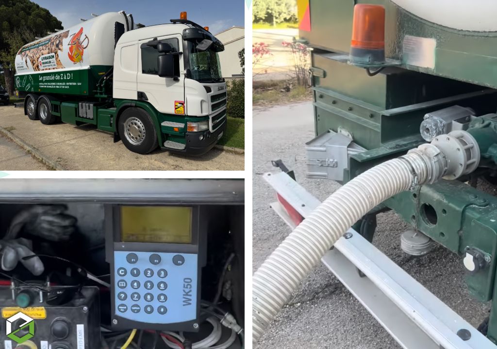 Livraison de granulés en vrac avec camion souffleur dans une salle polyvalente-Hérault (34)