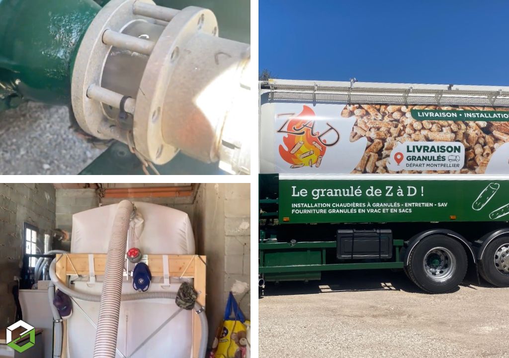 Livraison granulés de bois chez un particulier par camion souffleur et réalisation de l'entretien de la chaudière -Hérault (34)