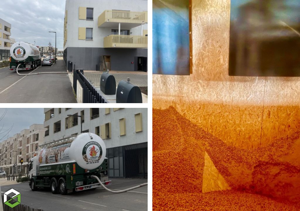 Livraison de granulés de bois en vrac dans une copropriété de +/- 2000 m2 -Hérault (34)