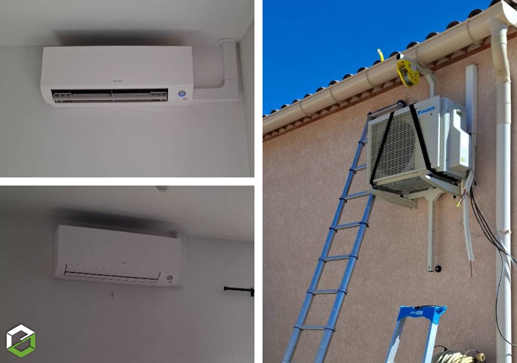 ClimRCooL : Installation climatisation réversible bi-split Daikin Perfera dans une maison individuelle - entreprise certifié RGE QualiPAC