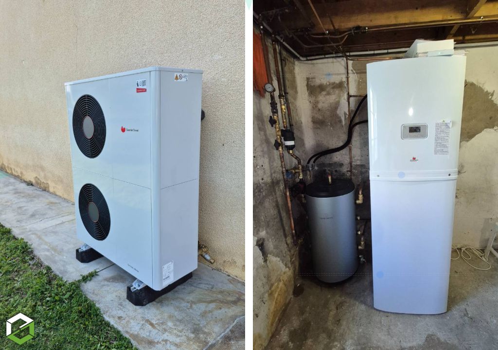 remplacement d'une chaudière fioul par une pompe à chaleur air eau saunier duval