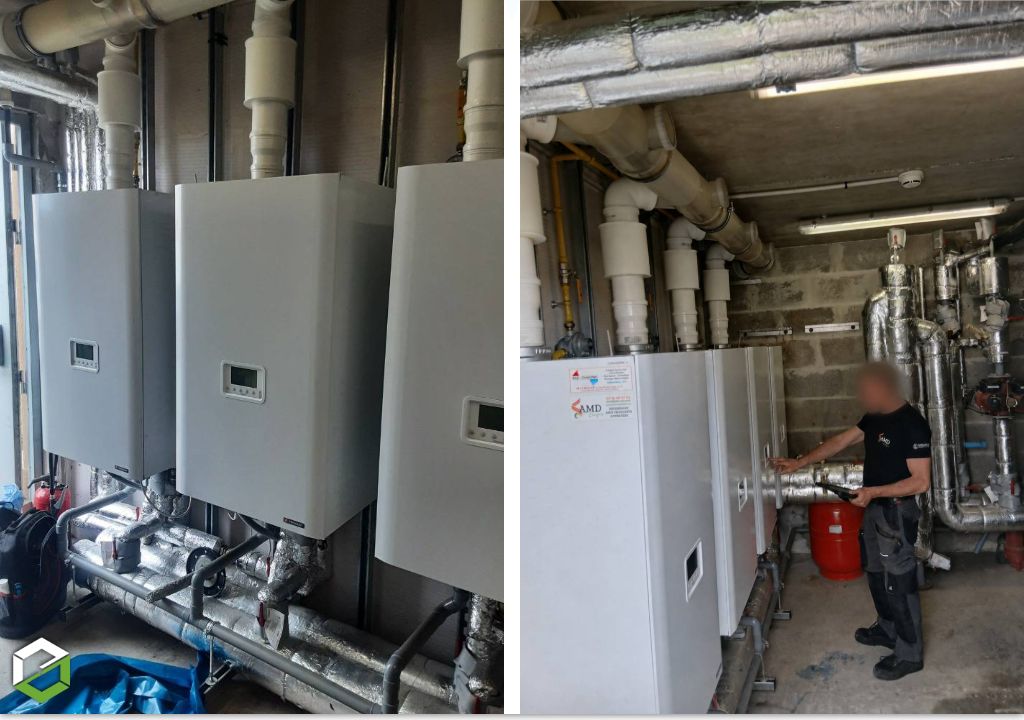 Entretien annuel sur cascade de chaudières gaz Frisquet et d'un adoucisseur CR2J