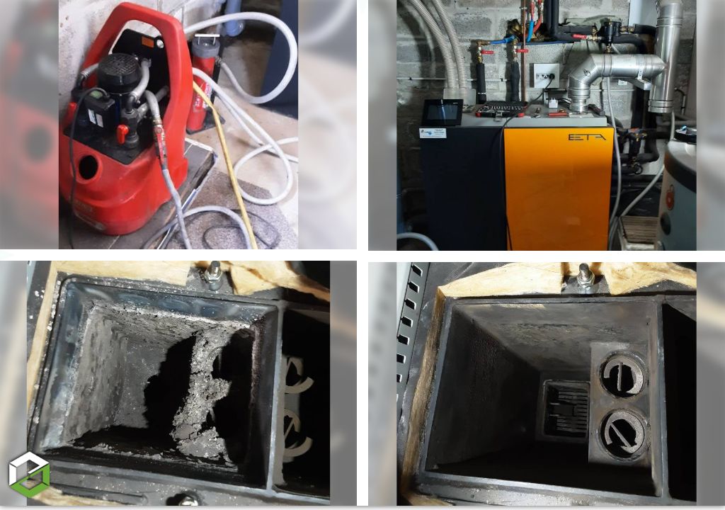 ​désembouage d'une installation de chauffage sur chaudière à granulés de la marque eta