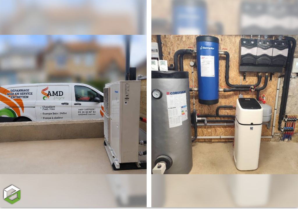 ​mise en service d'une pompe à chaleur air/eau mono bloc panasonic ains que d'un adoucisseur sel foleo