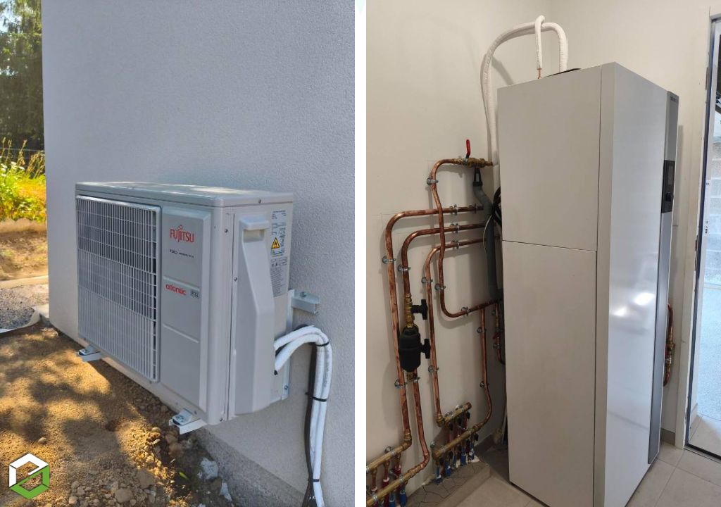 Installation pompe à chaleur air-eau de marque Atlantic EXTENSA DUO