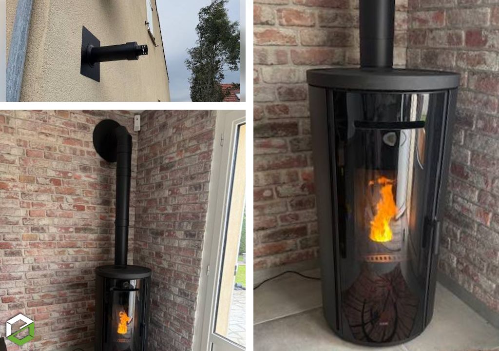 Au Coin du Feu : Installation d'un poêle à granulés de bois Klover par un chauffagiste certifié RGE QualiBois