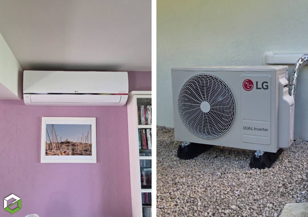 AIROLA : Installation d'une climatisation réversible mono split LG pilotable à distance par mobile