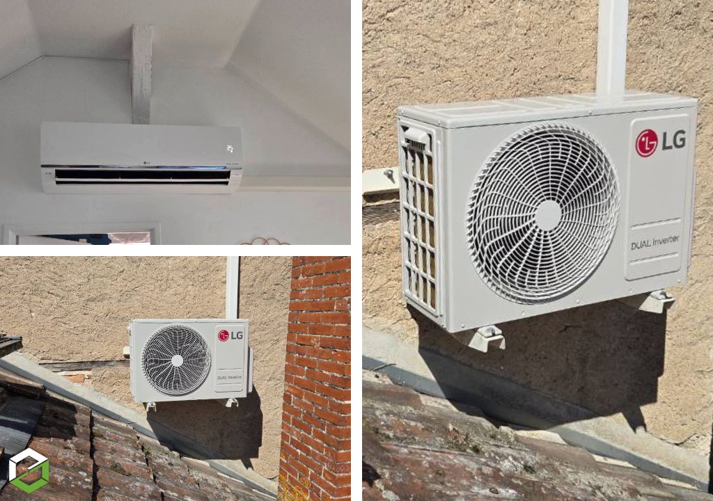 Consultez la chantier : installation d'une climatisation réversible mono split lg