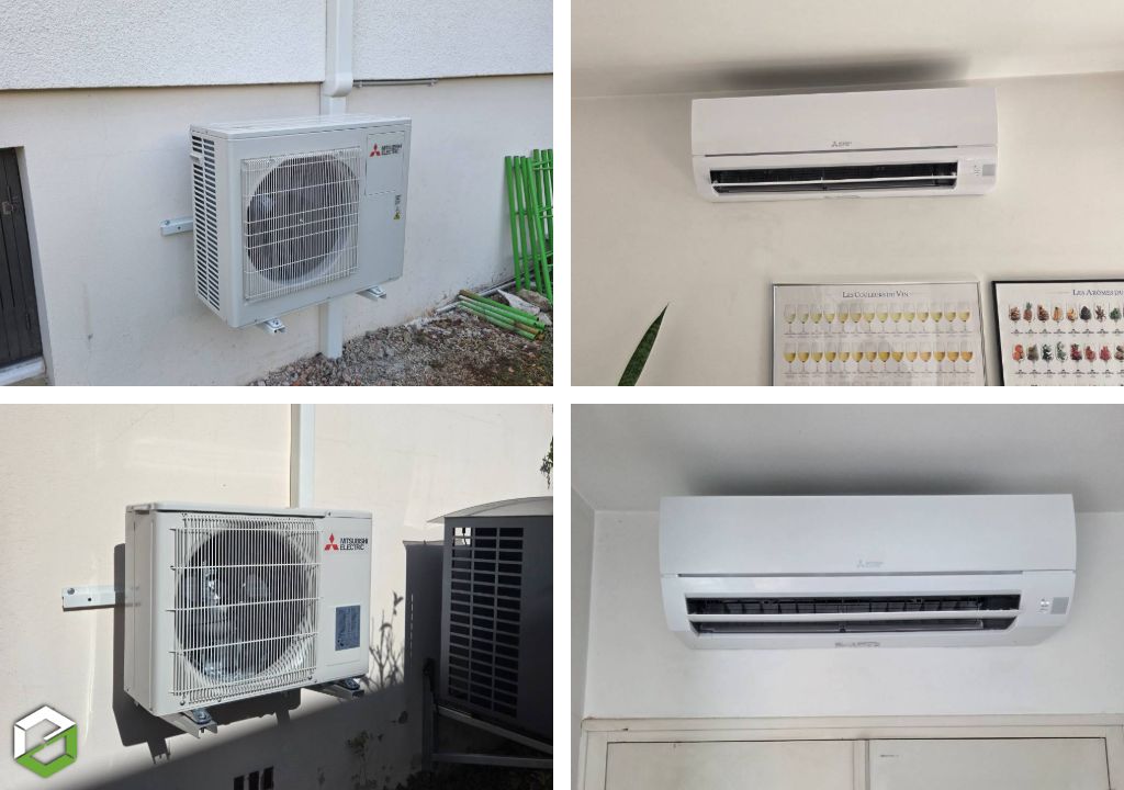 Installation d'une climatisation multi split et mono split MITSUBISHI Essentiel