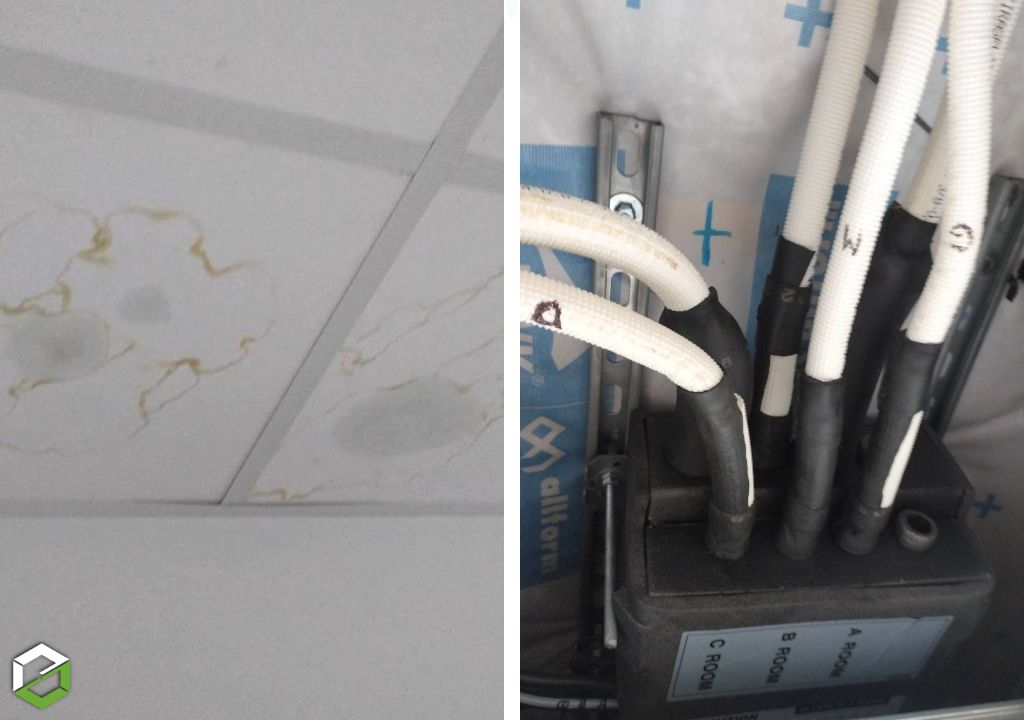 Consultez la chantier : traces d'humidité au faux plafond : reprise d'isolation de liaisons frigorifiques