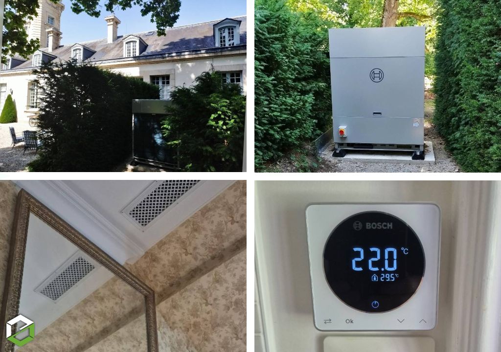 installation climatisation réversible gainable 50kw bosch