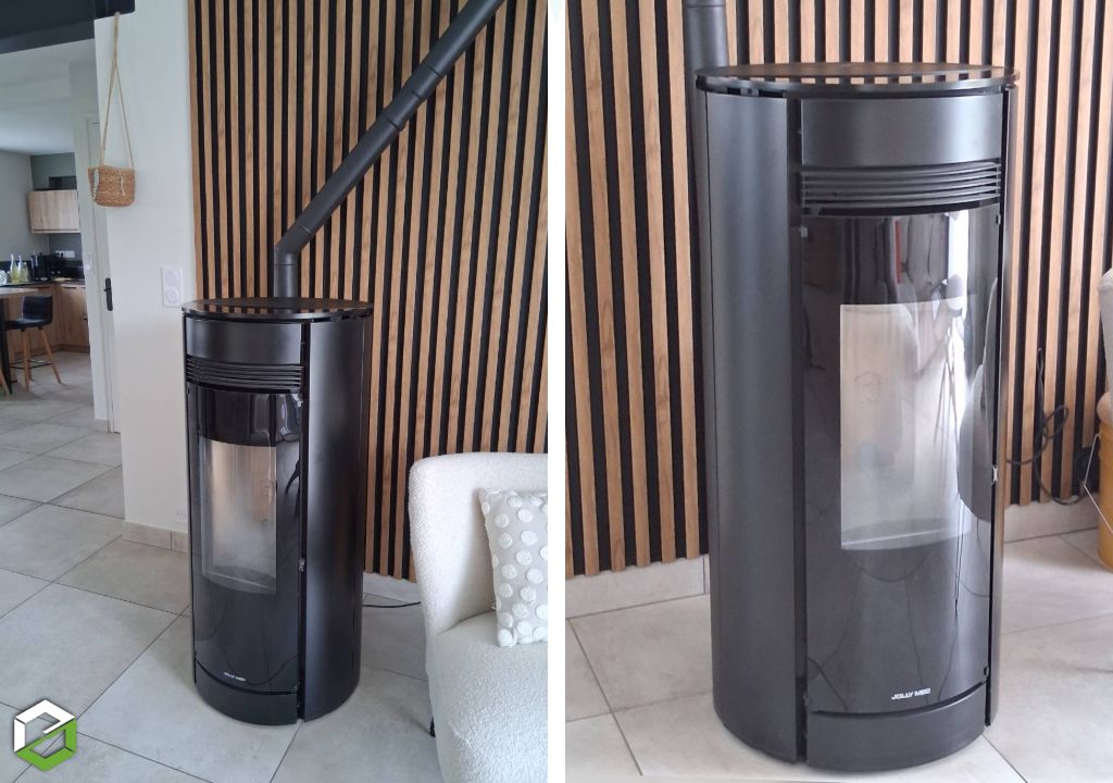Installation d'un poêle à granules de bois Jolly Mec