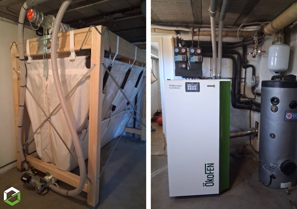 installation d'une chaudière à granules de bois de la marque okofen