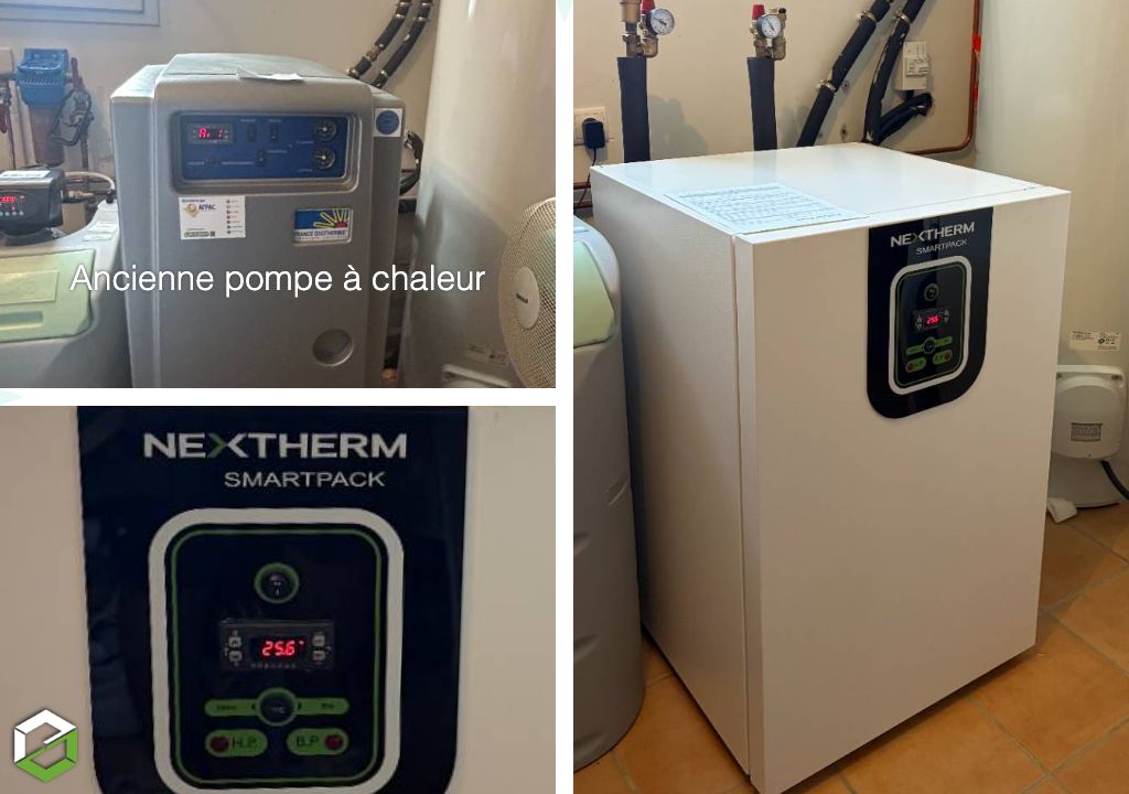 Remplacement d'une pompe à chaleur France géothermie eau glycolée /eau par une nouvelle PAC Nextherm