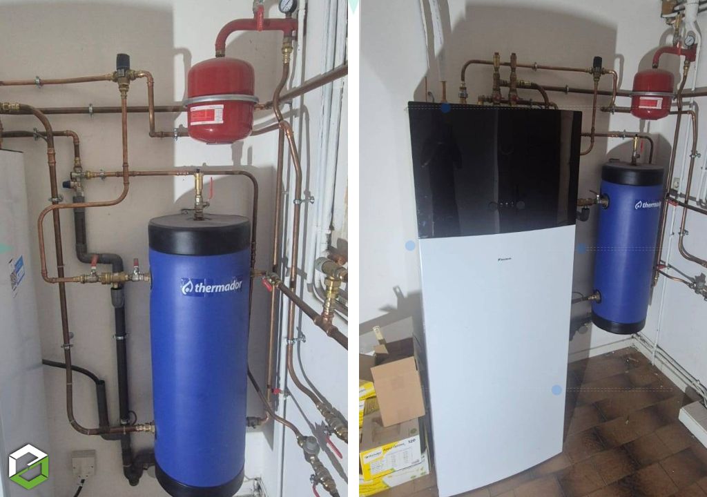 installation d'une pompe à chaleur daikin en remplacement d'une chaudière gaz