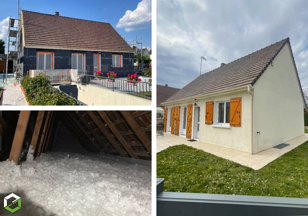 Rénovation énergétique complète comprenant l'isolation des combles, murs et volets roulant solaires