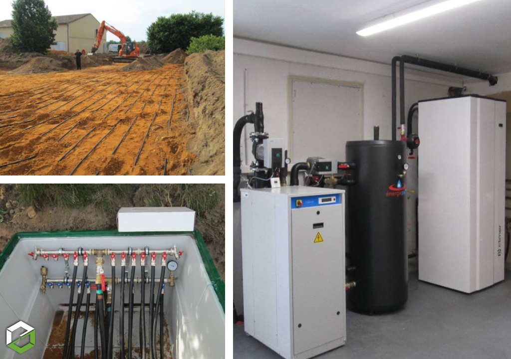 Fourniture et mise en service d'une pompe à chaleur GEOTHERMIK de 32 kw