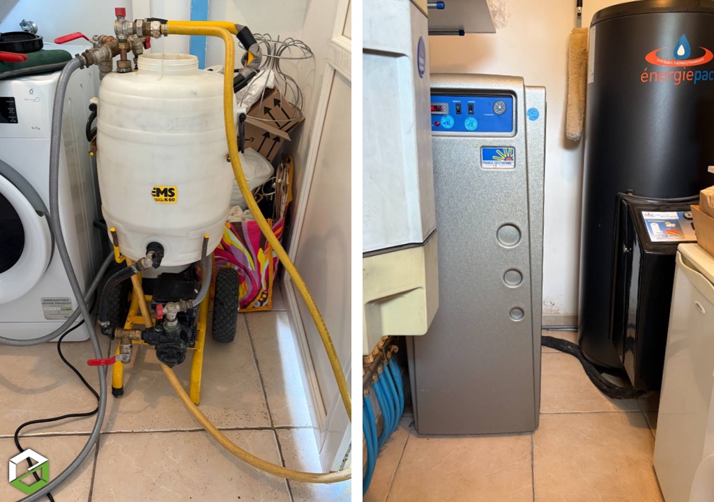 Désembouage sur PAC Gaz Eau de marque France Géothermie SAVARA 8 mono