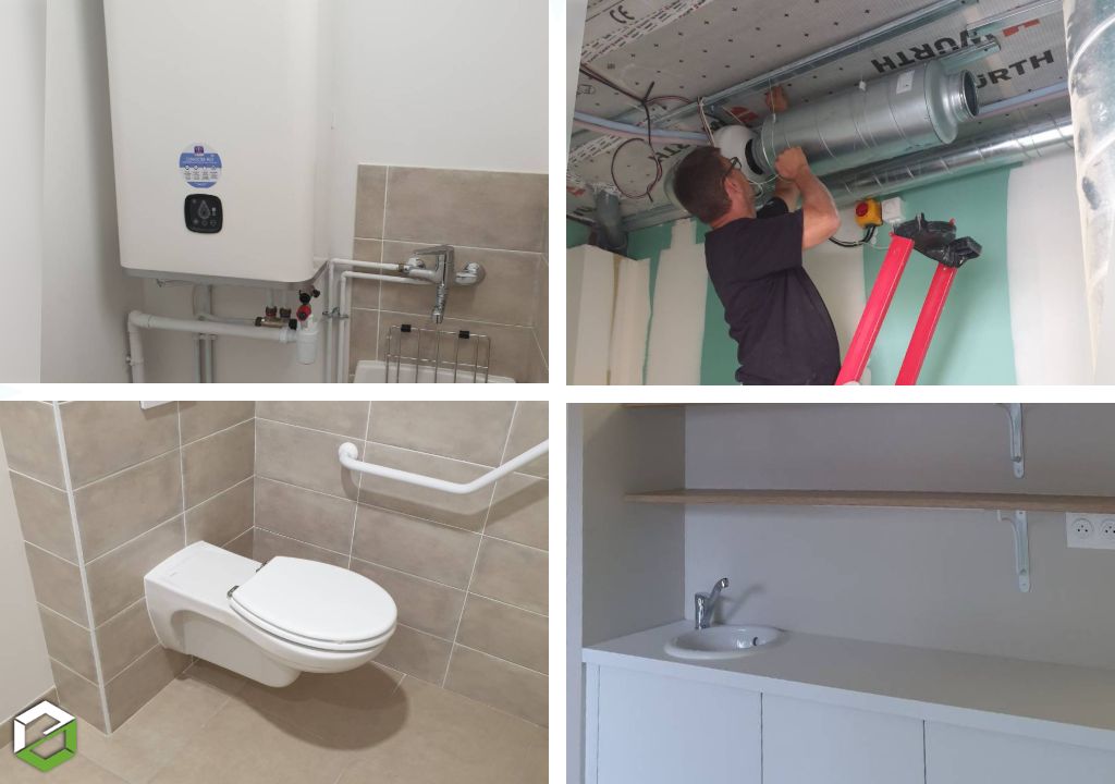 Consultez la chantier : installation de plomberie, ventilation et climatisation réversible pour cabinet médical et commerces