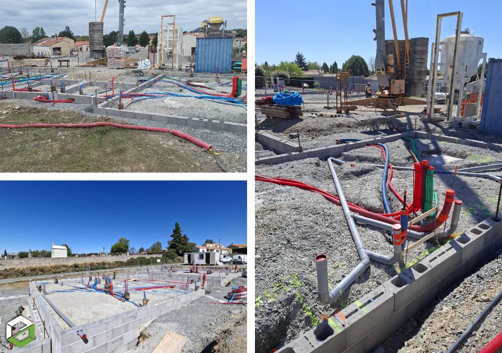 Création des réseaux sous-dalle dans le cadre de la construction de 8 logements 