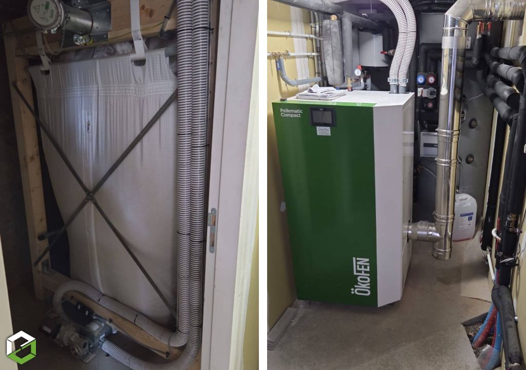Chaufferie granulés ÖkoFEN avec solaire thermique et plancher chauffant