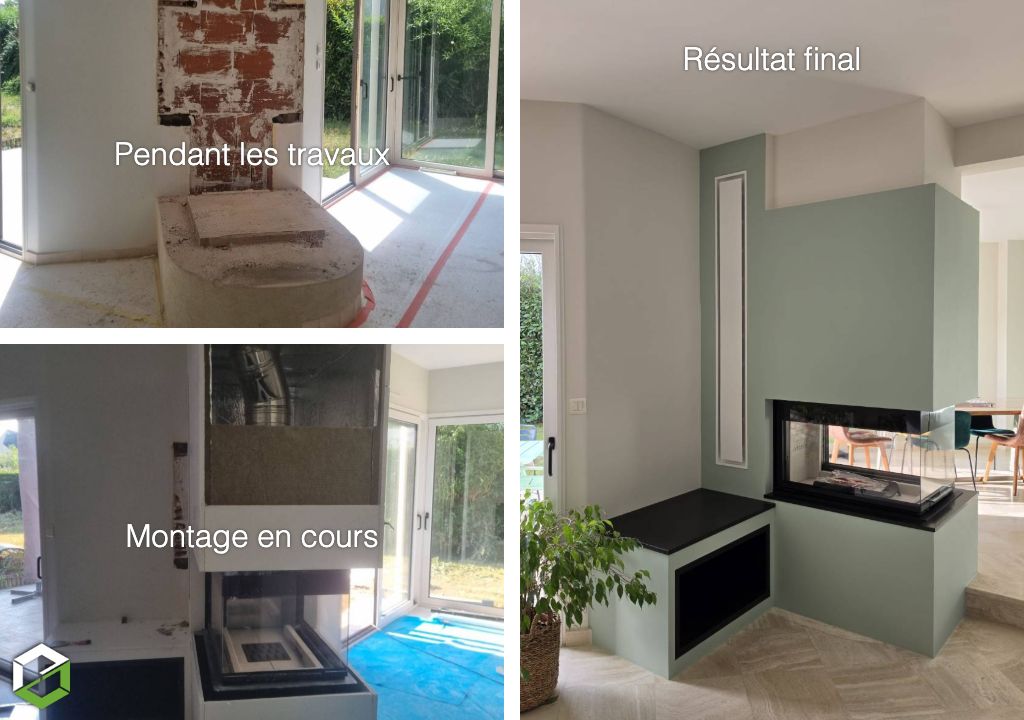 Consultez la chantier : remplacement d’un insert bois palazzetti 
