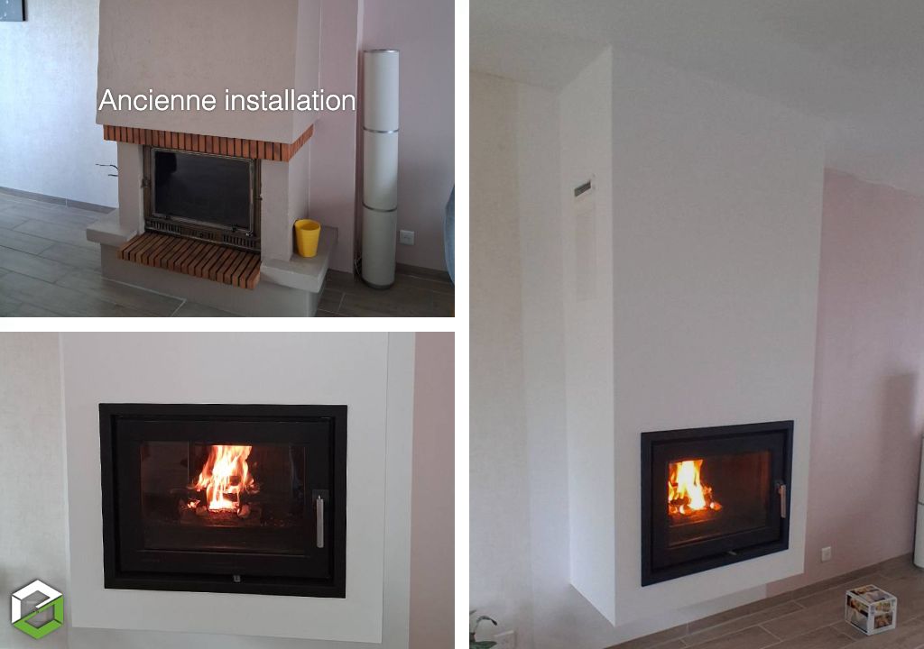 Installation d'un insert à bois sur-mesure Lorflam