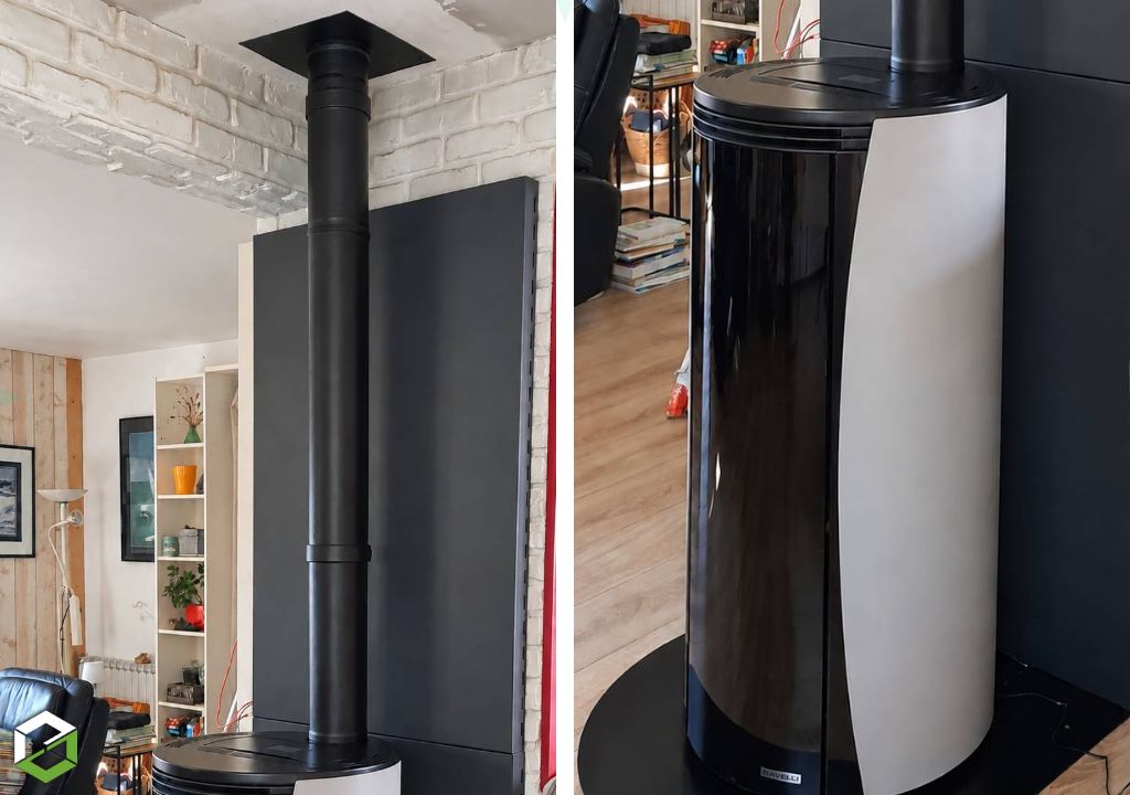Consultez la chantier : pose d'un nouveau poêle à pellets palazzetti marianne 9kw