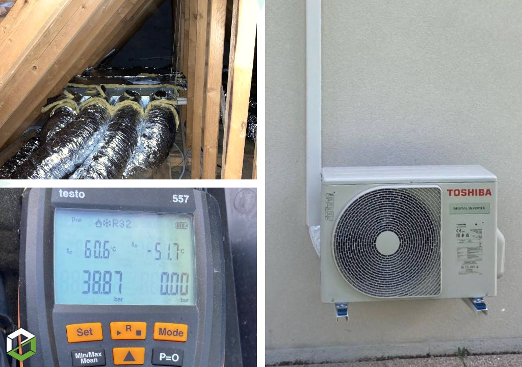 Installation d'une pompe à chaleur air air gainable pour climatiser un étage sous combles perdus
