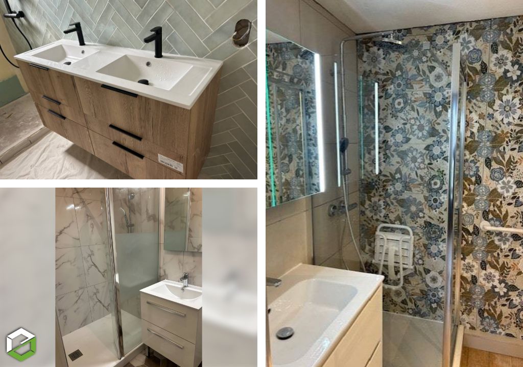 Rénovation complète d'une salle de bain moderne, fonctionnelle et facile à entretenir