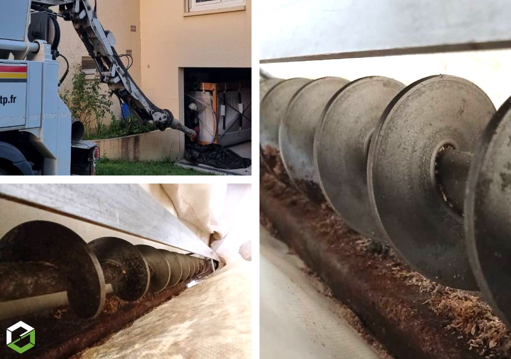 Vidage d’un silo de granulés de bois suite à un dégât des eaux