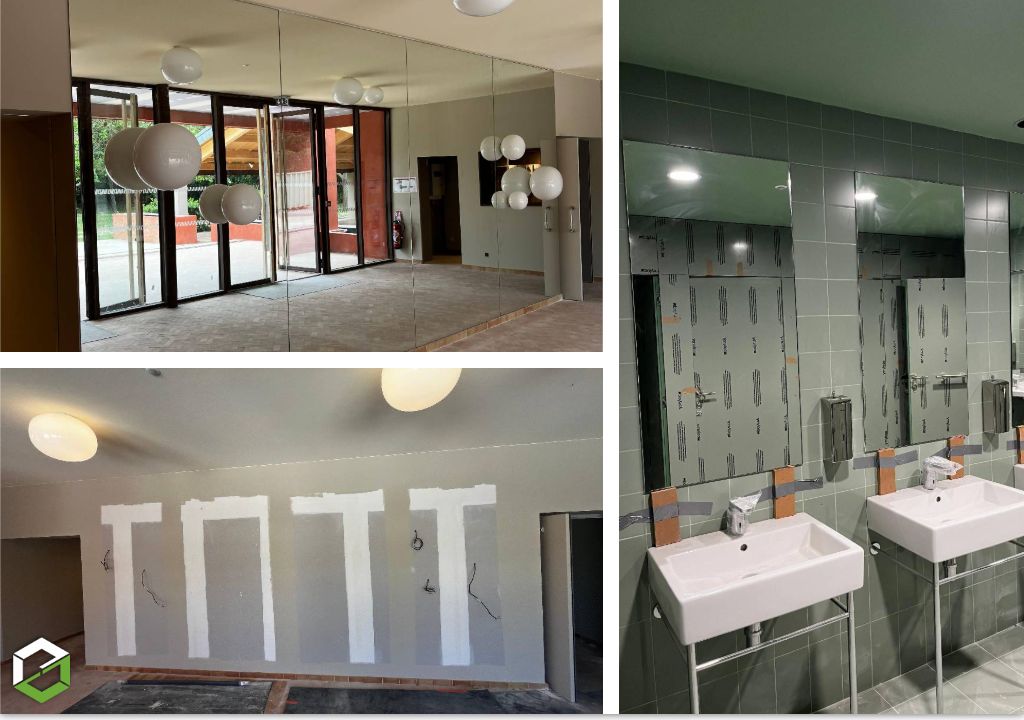 Habillage d'un mur en miroir avec perçage