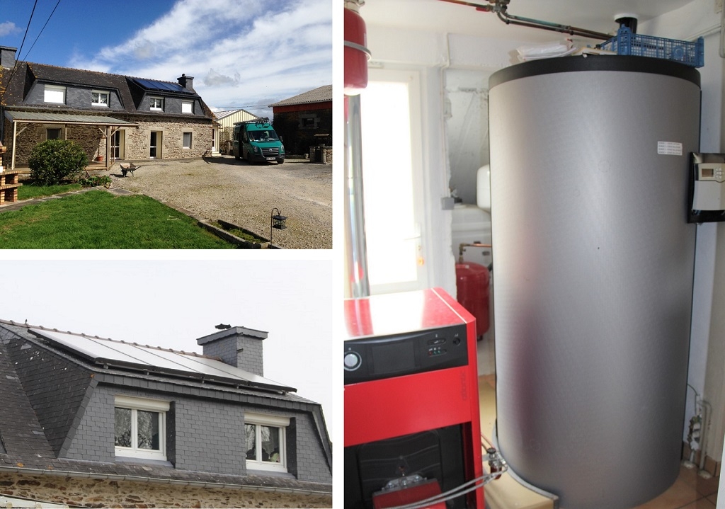 Pose d'un chauffage solaire combiné (SSC) couplé à un poële à bois bouilleur et une chaudière fioul