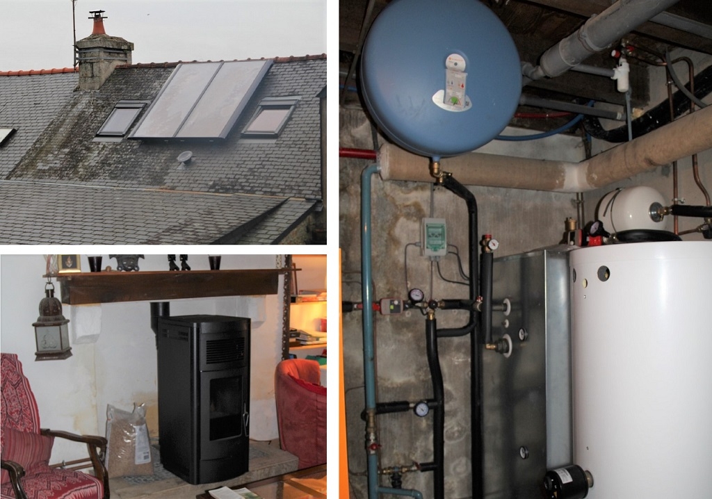 installation de capteurs solaire couplés à un poële à granulés hydro